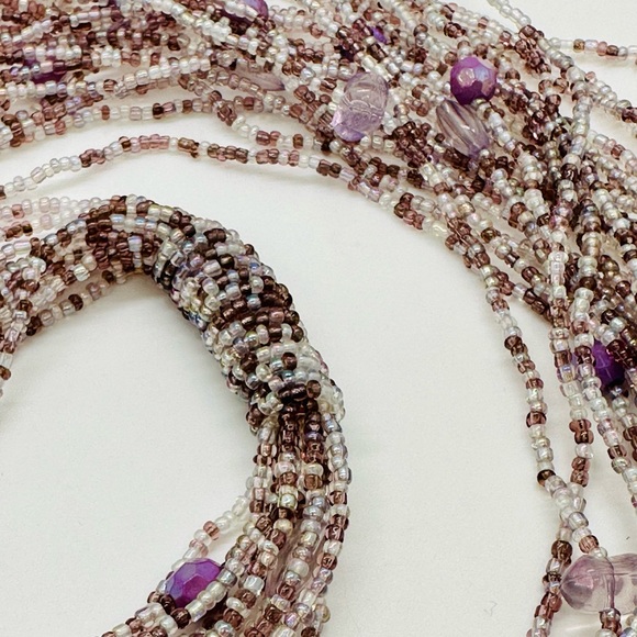 Long Purple Bead Tassel Wrap Belt - Picture 8 of 17